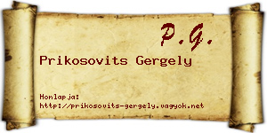 Prikosovits Gergely névjegykártya